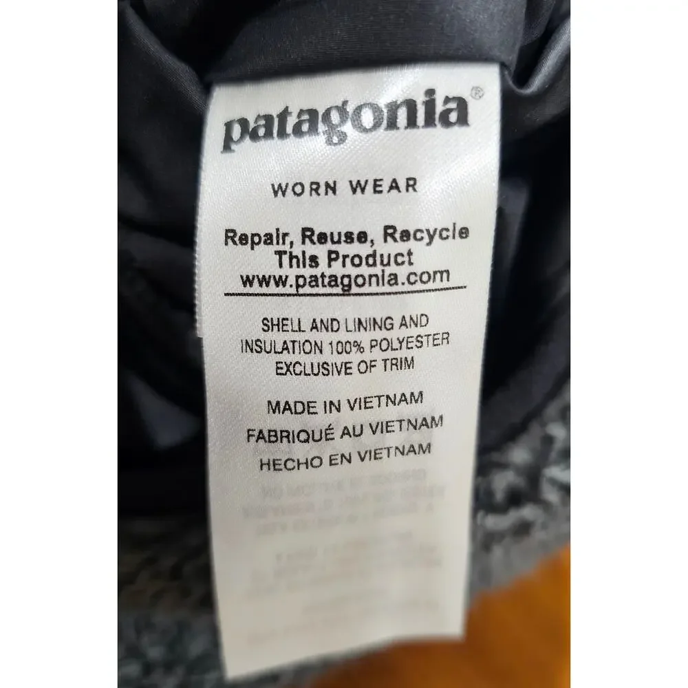 Patagonia Kids Puffer Jacket, Reversable, Dream Song, Black/Gray, Size Kids L